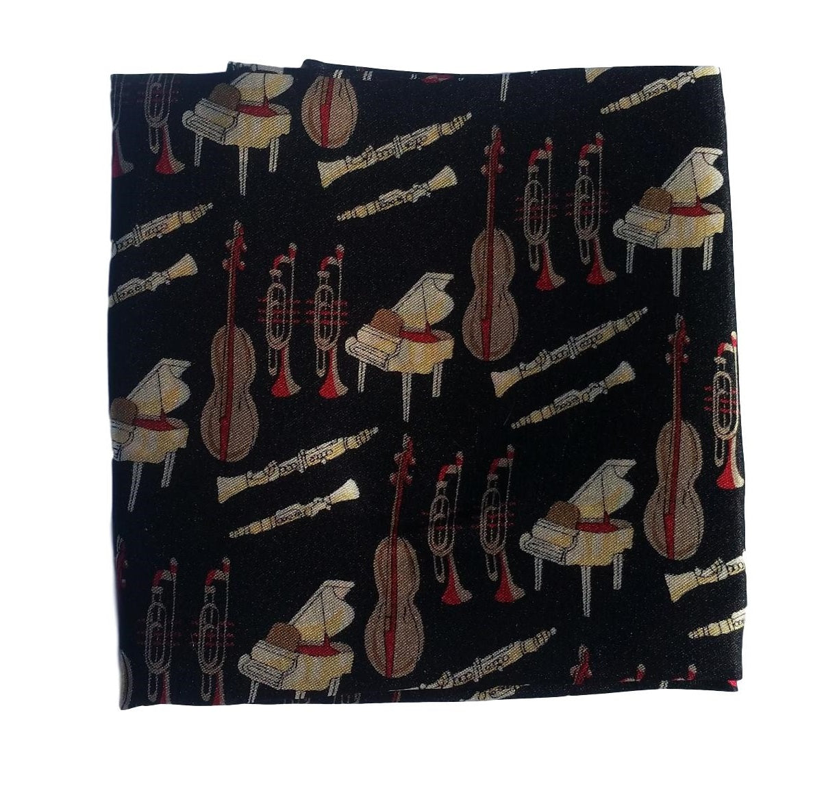 Double Bass on Black 100% Silk Handkerchief image 0