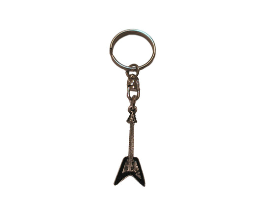 Flying V Shape Enamelled Guitar pewter metal keyring image 0