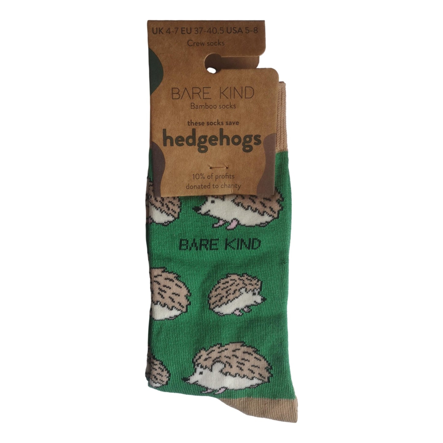 Save The Hedgehogs Green Unisex Novelty Ankle Socks Adult UK Size 4-7 image 1