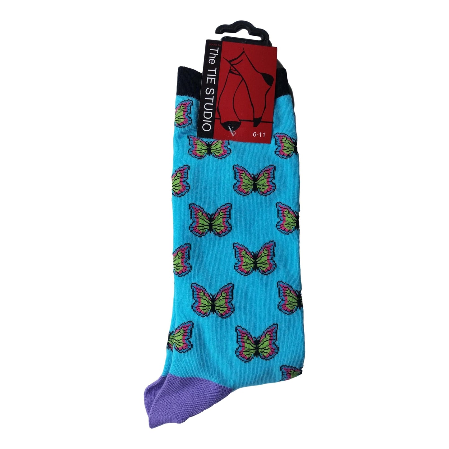 Butterflies on Blue Unisex Novelty Ankle Socks Adult Size 6-11 image 0