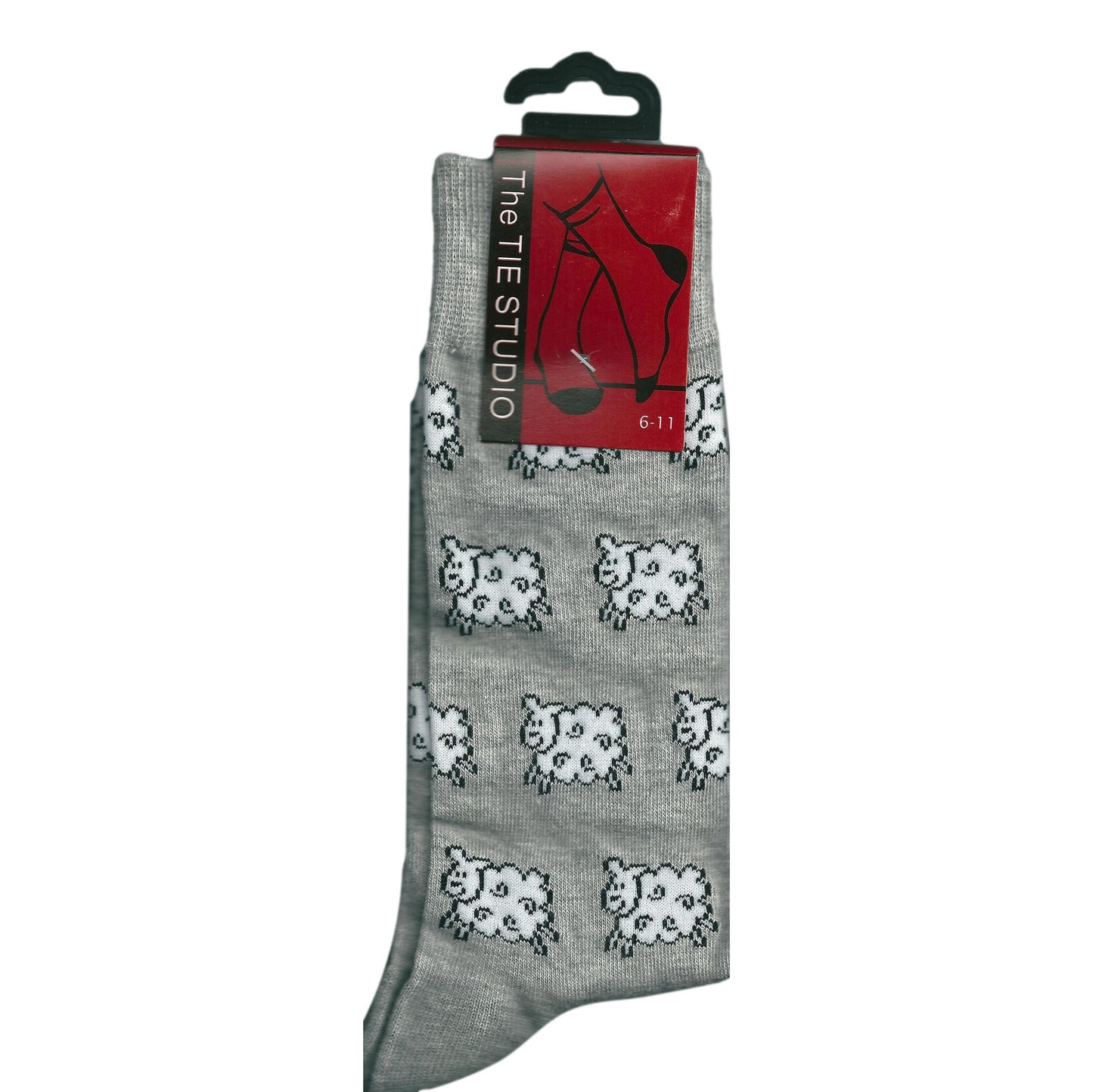 Happy Sheep on Grey Unisex Novelty Ankle Socks Adult Size 6-11 image 0
