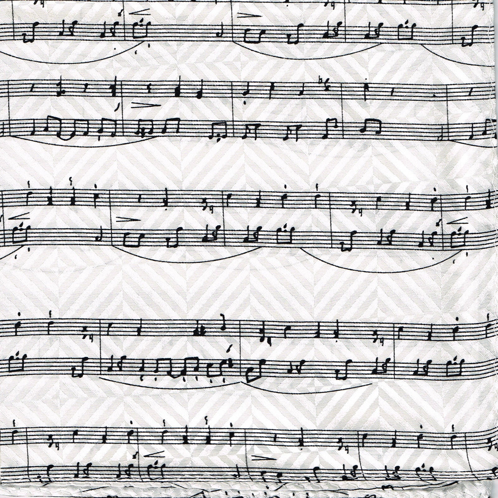Black on white Music 100% Silk Handkerchief image 1