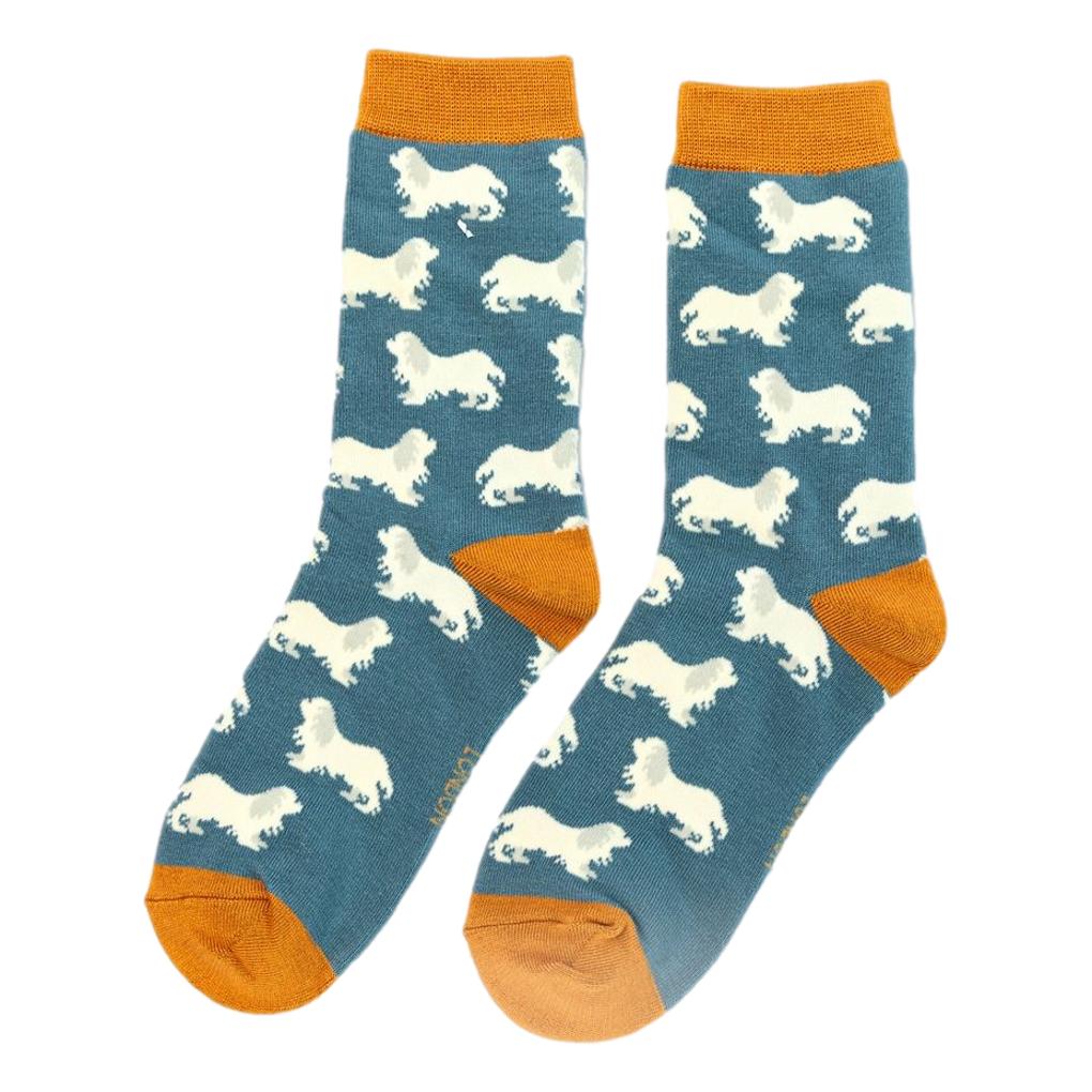 Spaniels on Denim Blue Ladies Novelty Ankle Socks Adult One Size image 0