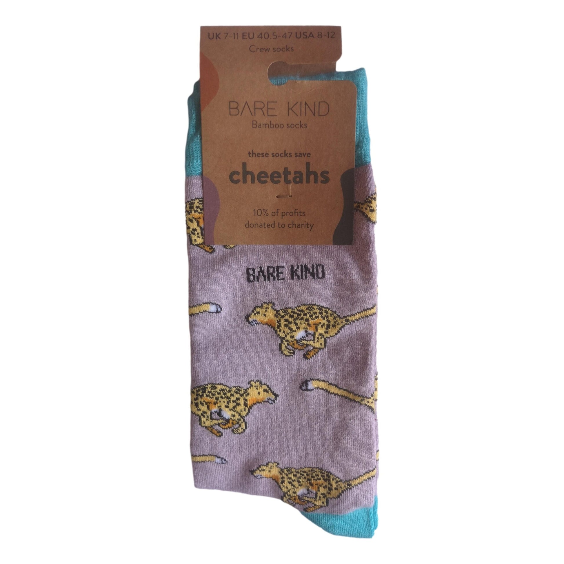 Save The Cheetahs Pale Grey Unisex Novelty Ankle Socks Adult Size 7-11 image 1