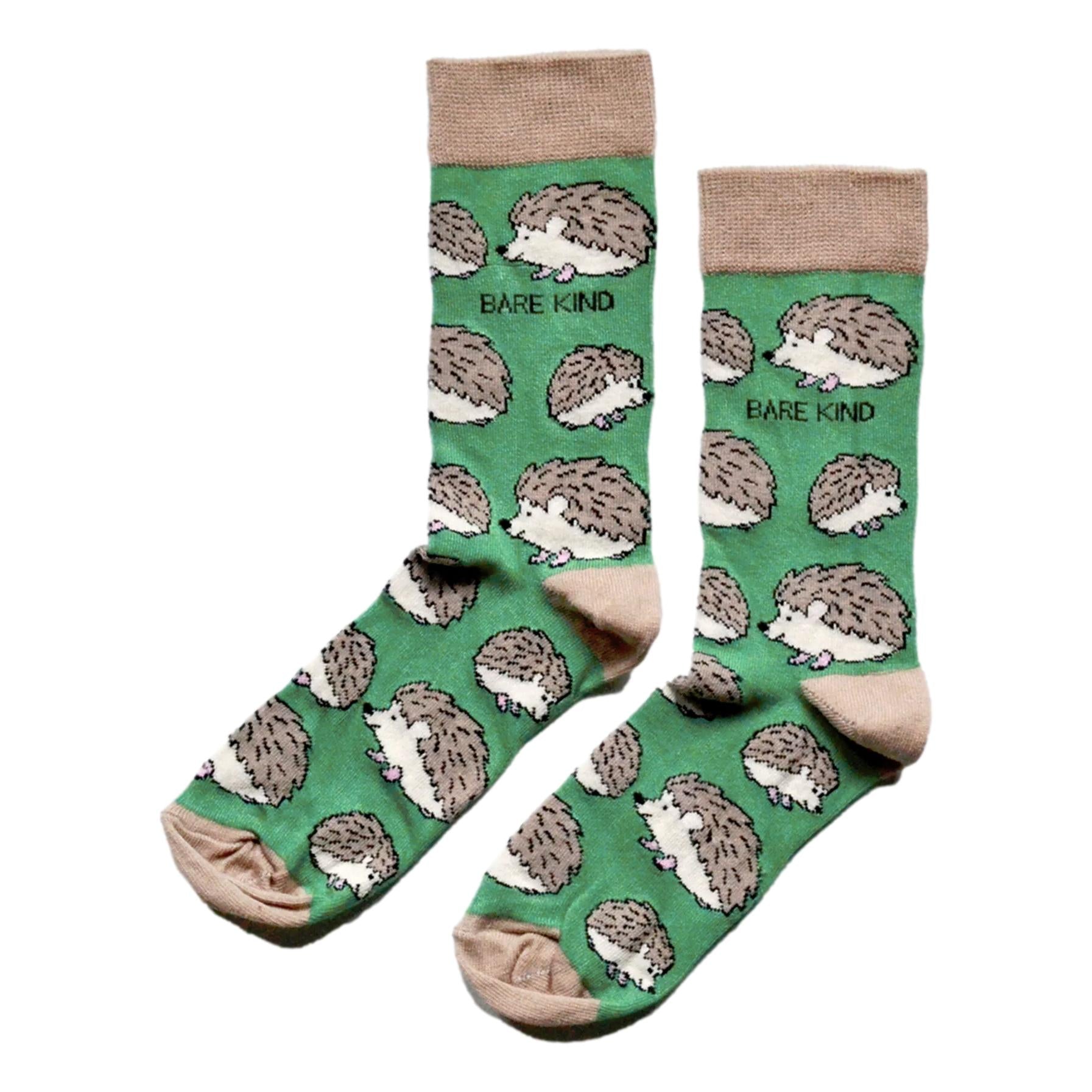 Save The Hedgehogs Green Unisex Novelty Ankle Socks Adult UK Size 4-7 image 0
