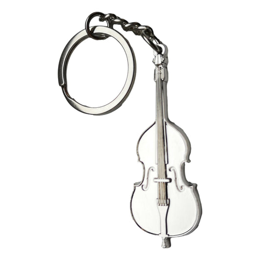Double (String/Jazz) Bass polished silver-plated keyring image 0