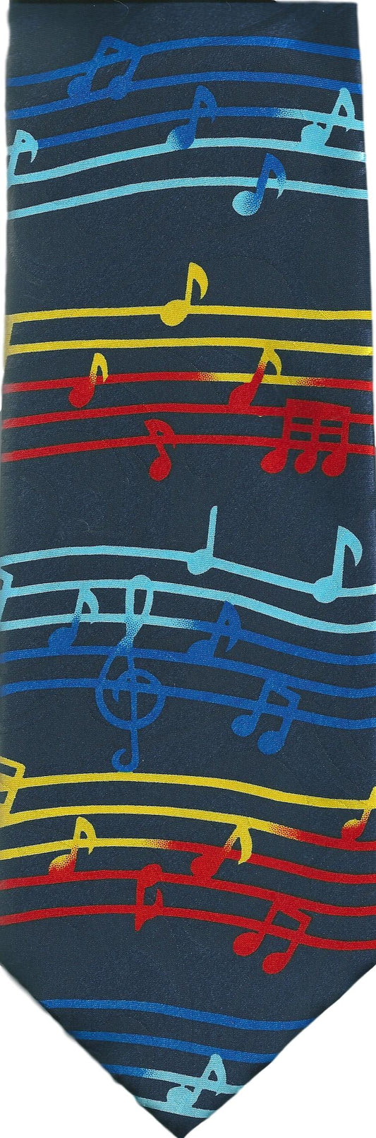 Rainbow Music Notes Stave Repeating Sleeved Polyester Novelty Tie image 0