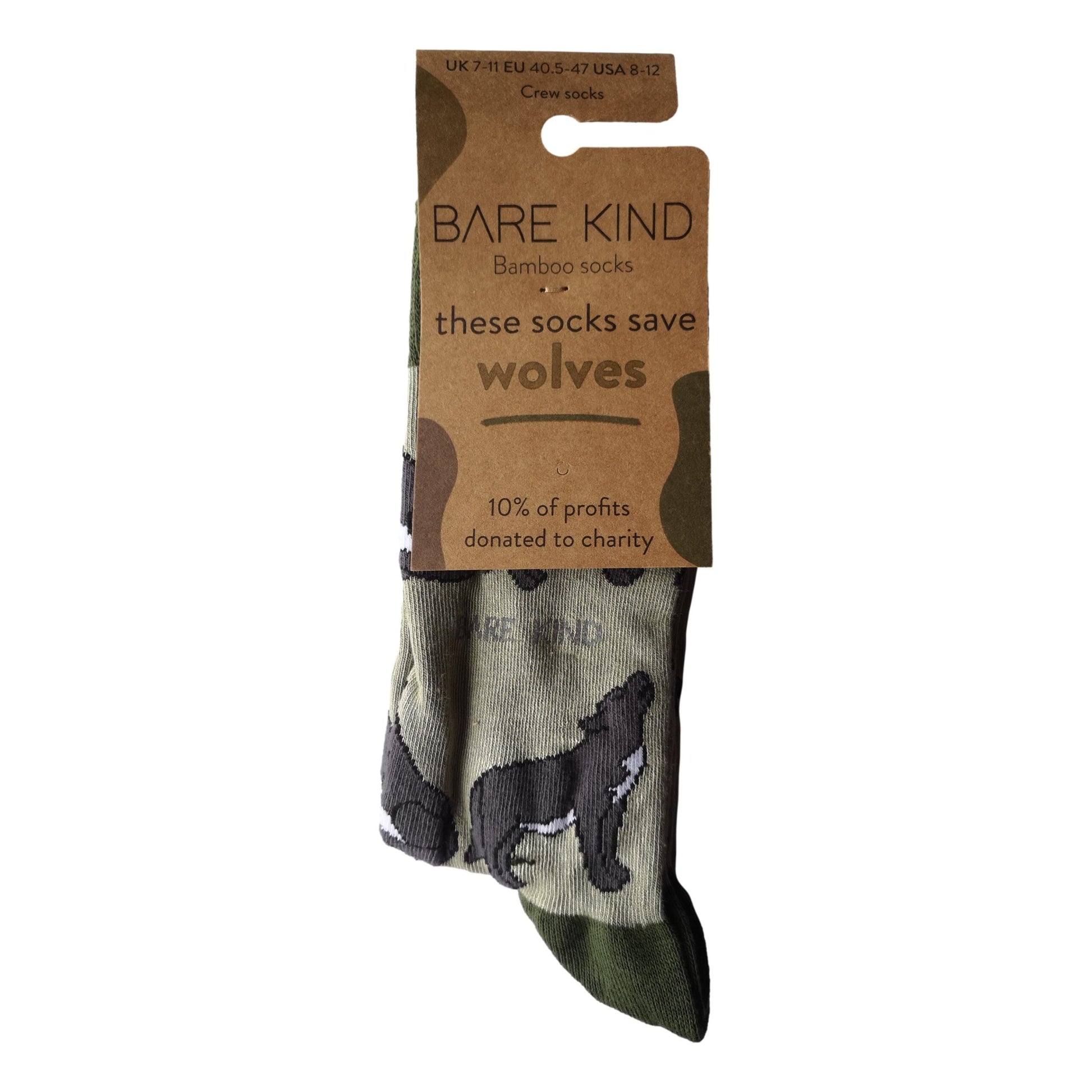 Save The Wolves Green Unisex Novelty Ankle Socks Adult UK Size 7-11 image 1
