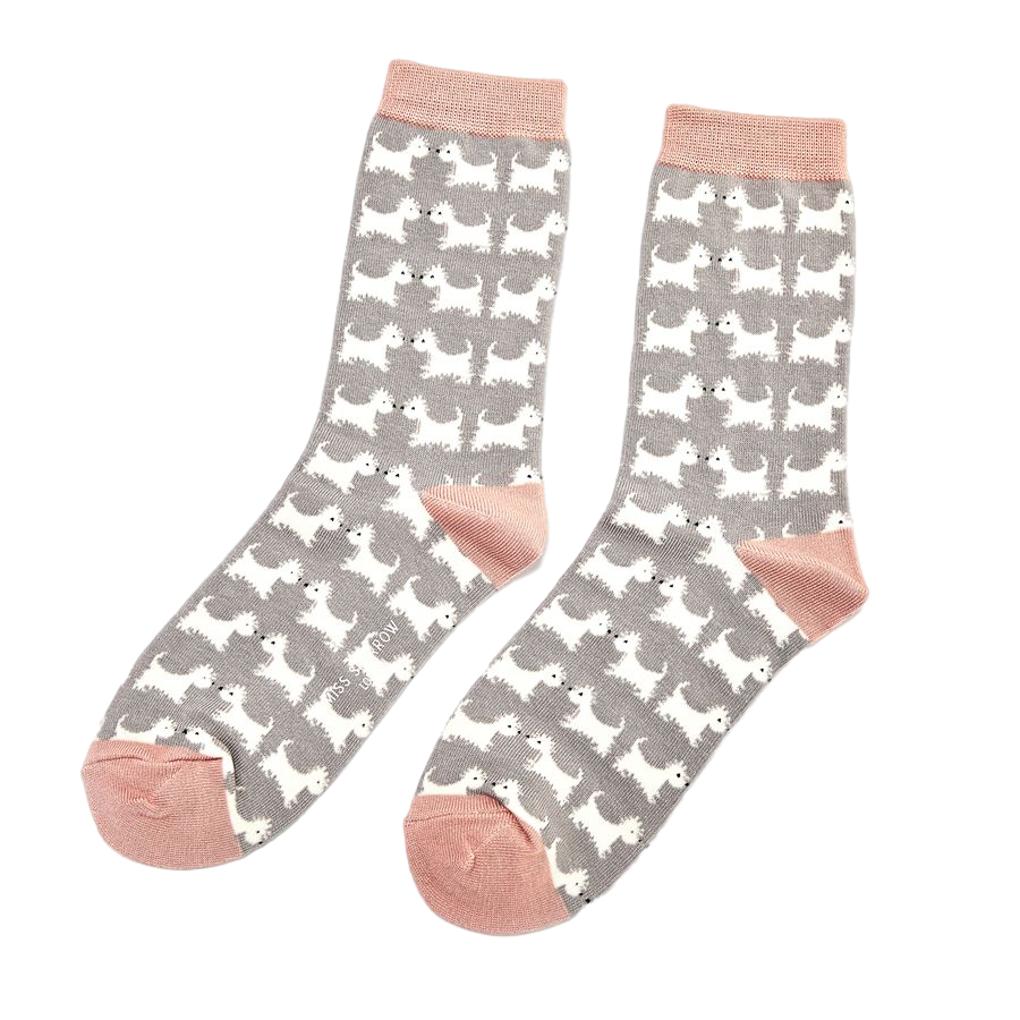 Scottie Dog Grey Womens Novelty Ankle Socks Adult One Size image 1