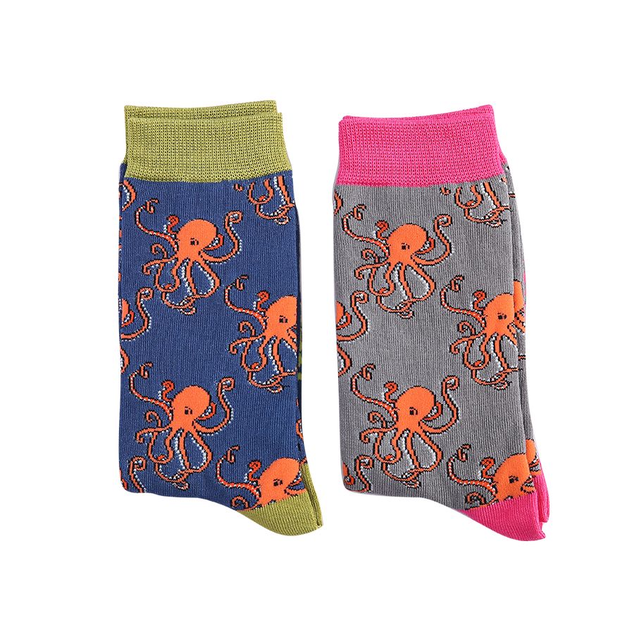 Octopuses on Navy Mens Novelty Ankle Socks Adult One Size image 1