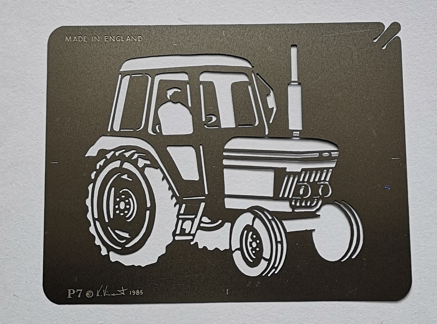 Stainless steel P7 Tractor with Cab cake decorating / card making stencil image 0