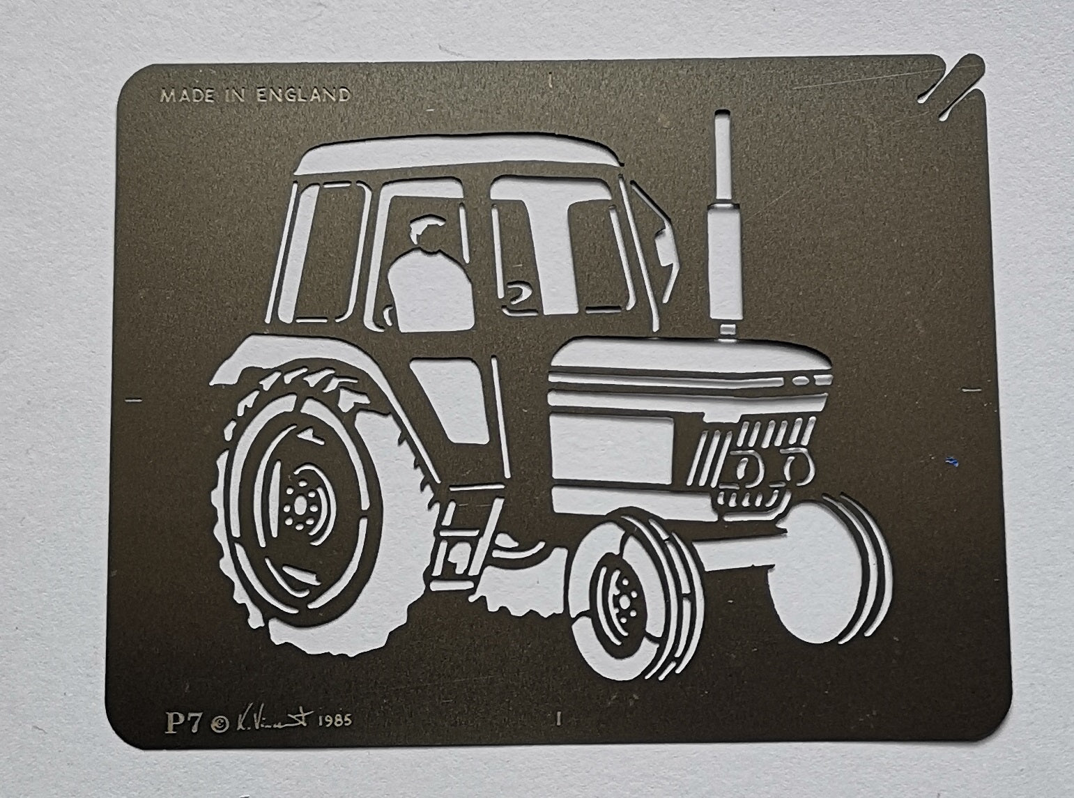 Stainless steel P7 Tractor with Cab cake decorating / card making stencil image 0