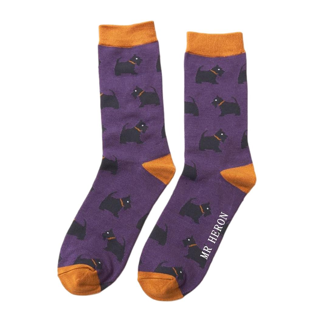 Westie Dog Purple Mens Novelty Ankle Socks Adult One Size image 0