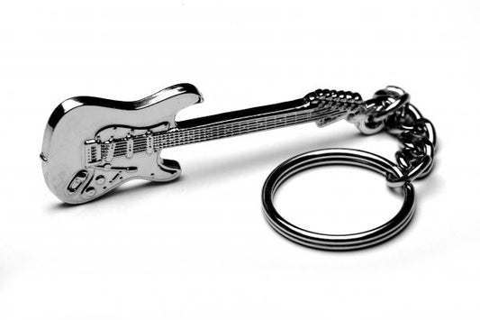 Electric Guitar polished silver-plated keyring image 0
