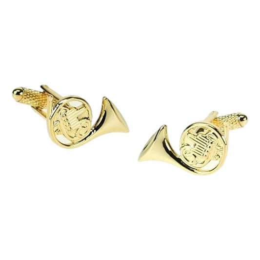 French Horn gold-plated torpedo cufflinks in padded gift box image 0