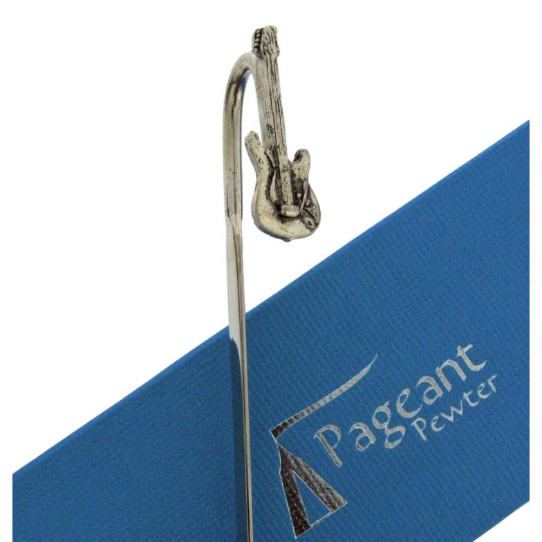 Electric Guitar pewter metal flattened stem bookmark image 2
