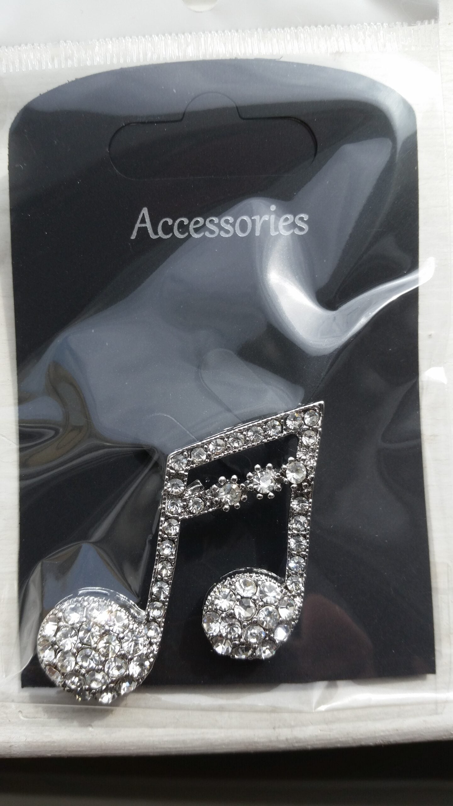 Semiquavers silver-plated diamante pin brooch image 1