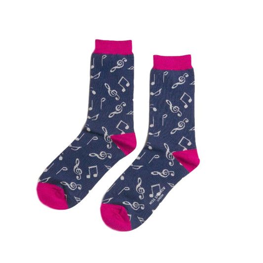 Treble Clefs and Music Notes Navy Womens Novelty Ankle Socks Adult One Size image 0