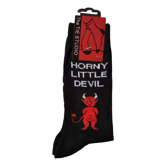 Horny Little Devil Black Unisex Novelty Ankle Socks Adult Size 6-11 image 0
