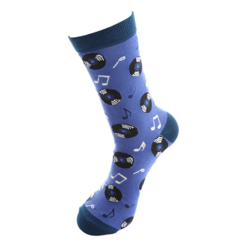 Vinyl Records on Blue Mens Novelty Ankle Socks Adult One Size image 3