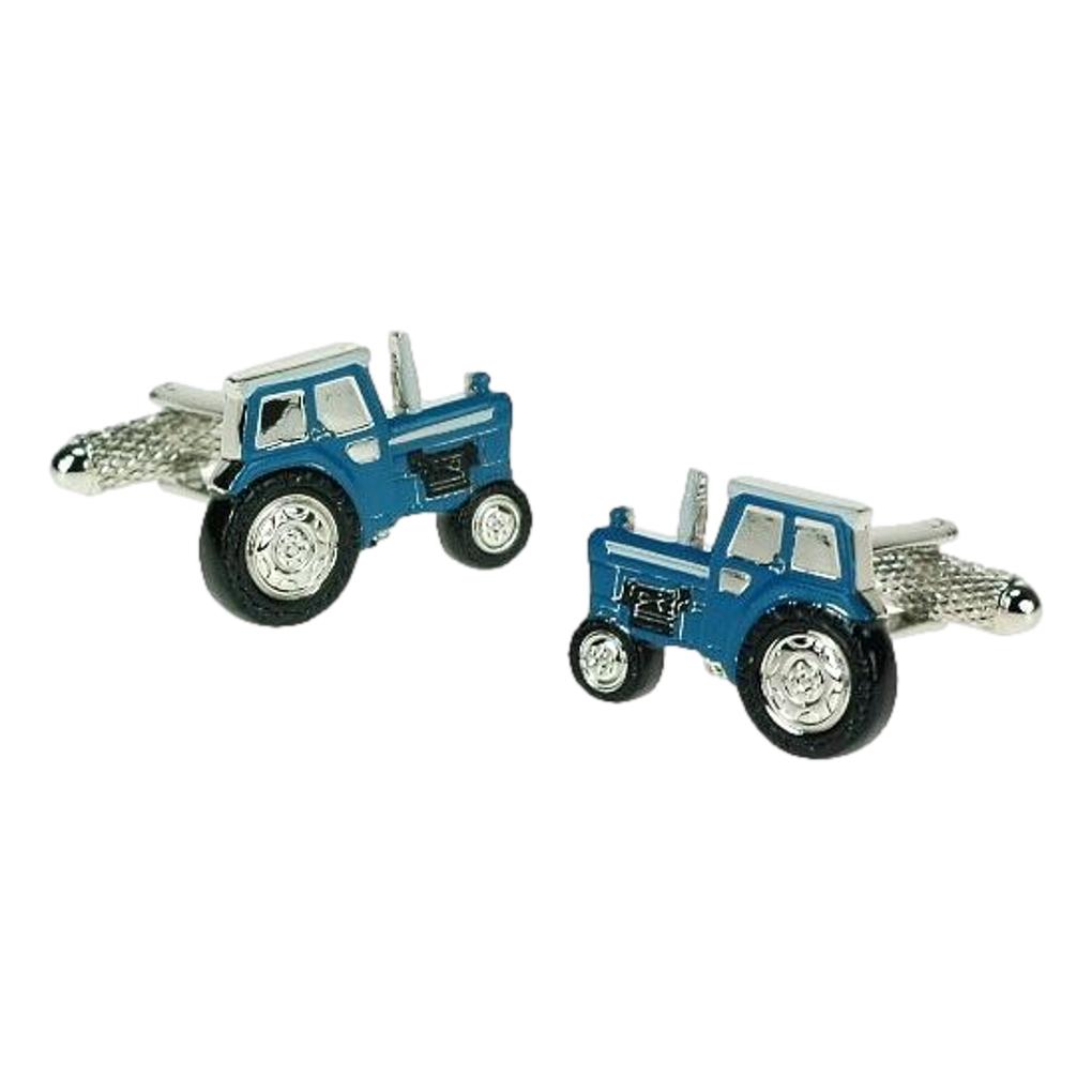 Blue Cab Tractor silver-plated torpedo cufflinks in padded gift box image 1