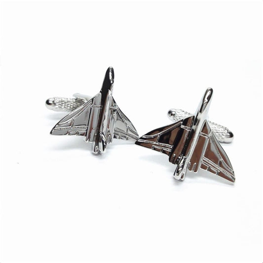 Avro Vulcan Bomber silver-plated torpedo cufflinks in padded gift box image 0
