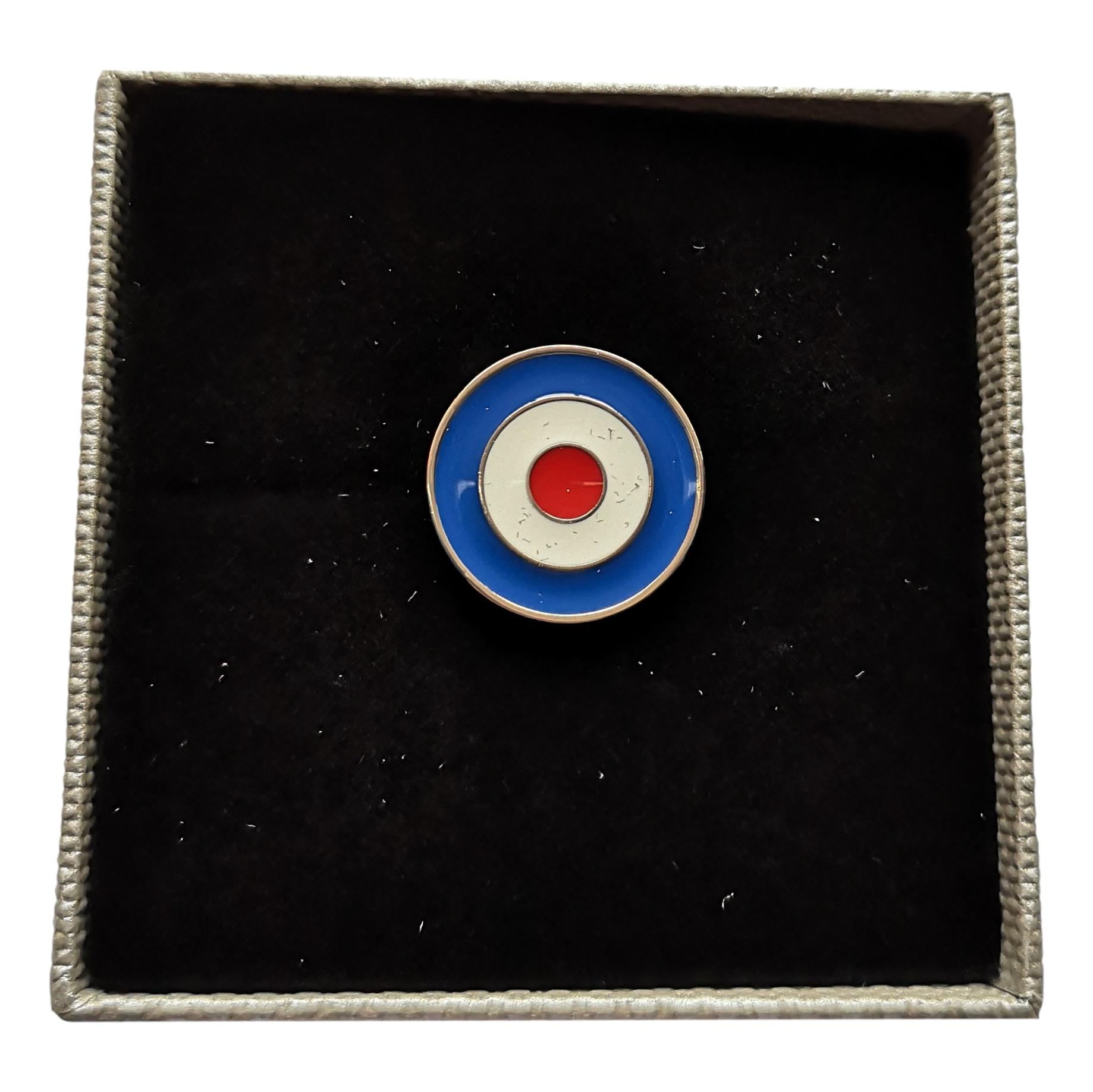 Royal Air Force Royal Ensign roundel silver-plated lapel pin in padded gift box image 1