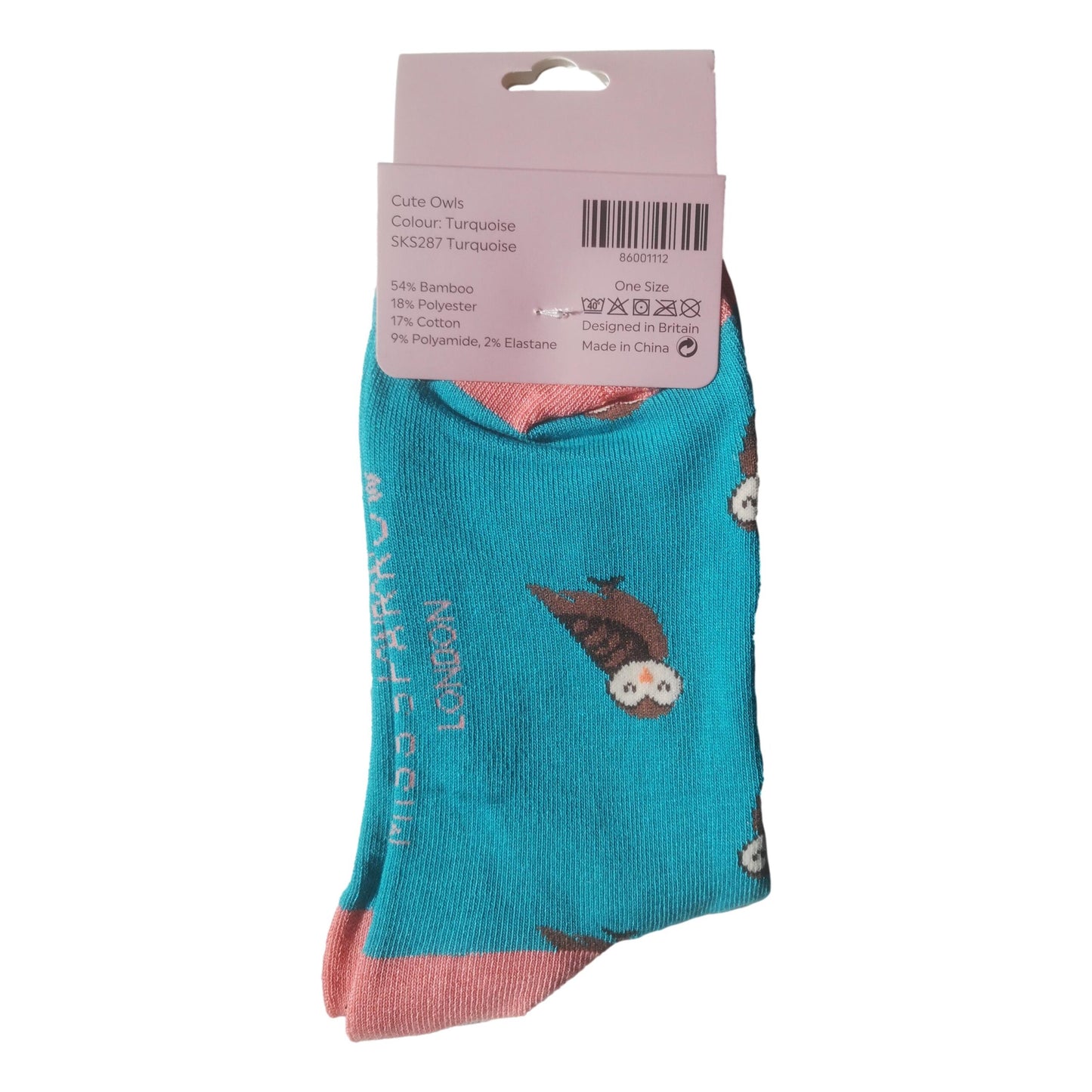 Cute Owls on Turquoise Womens Novelty Ankle Socks Adult One Size image 2