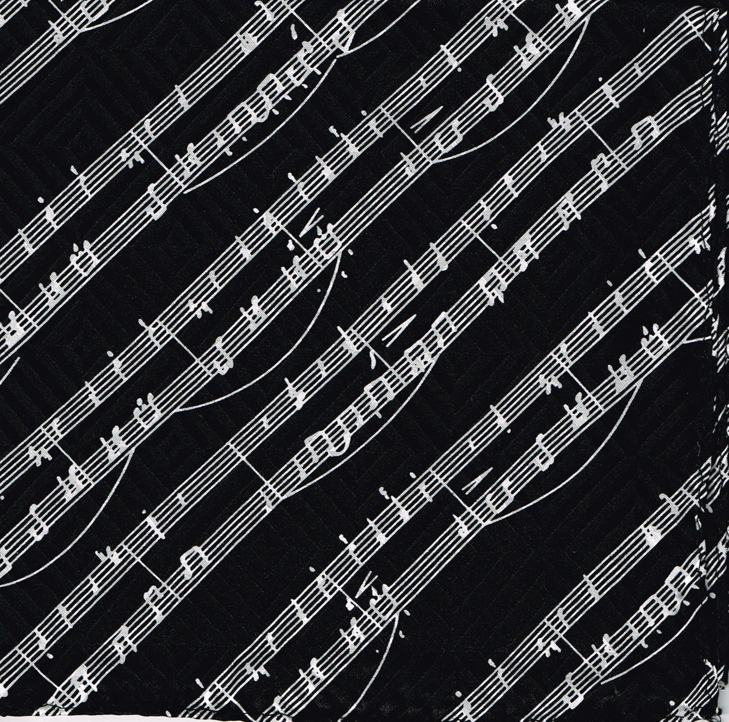 White on Black Music 100% Silk Handkerchief image 1