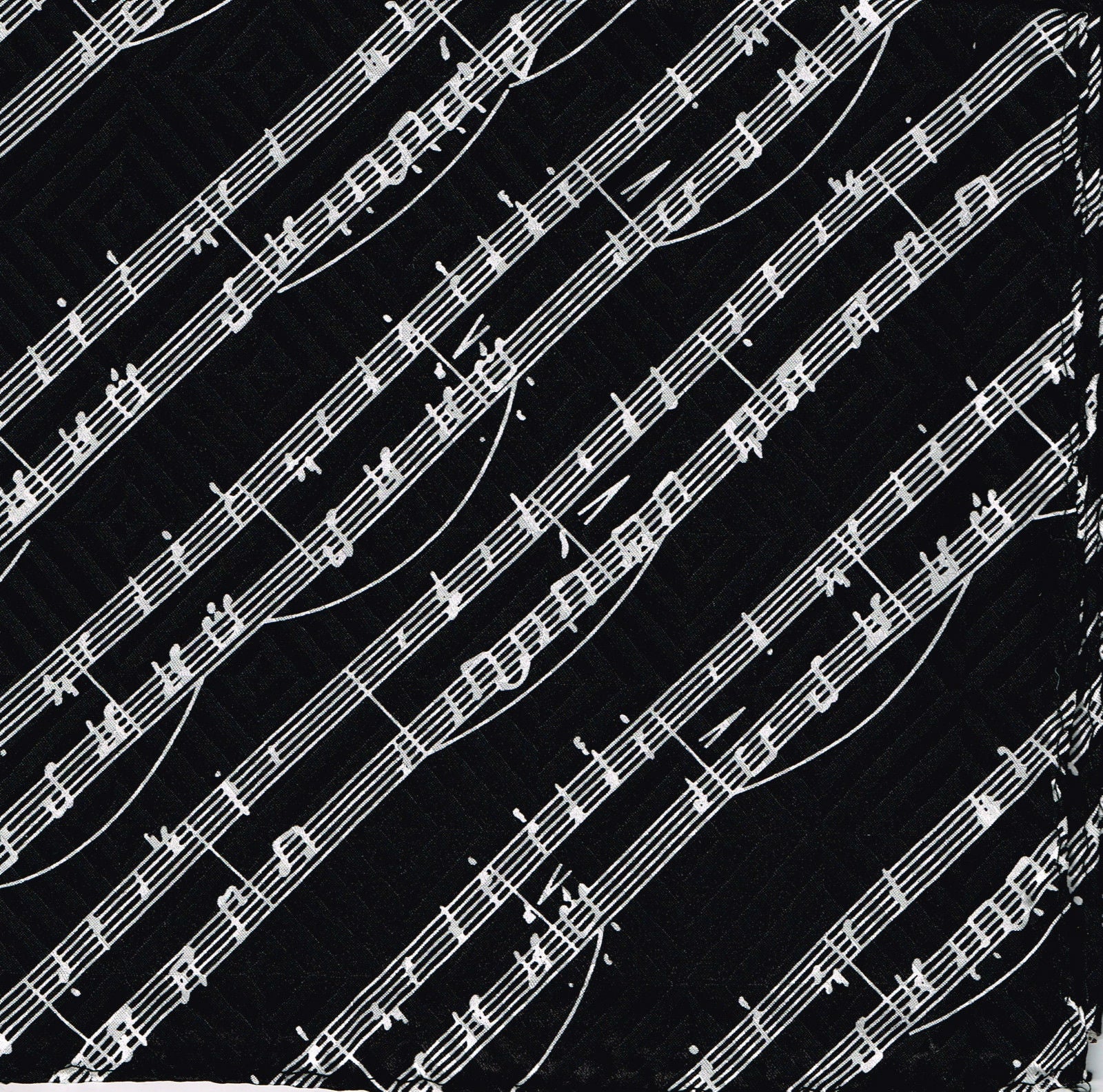 White on Black Music 100% Silk Handkerchief image 1