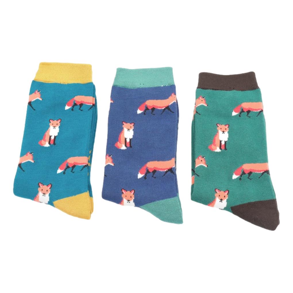 Foxes on Teal Mens Novelty Ankle Socks Adult One Size image 3