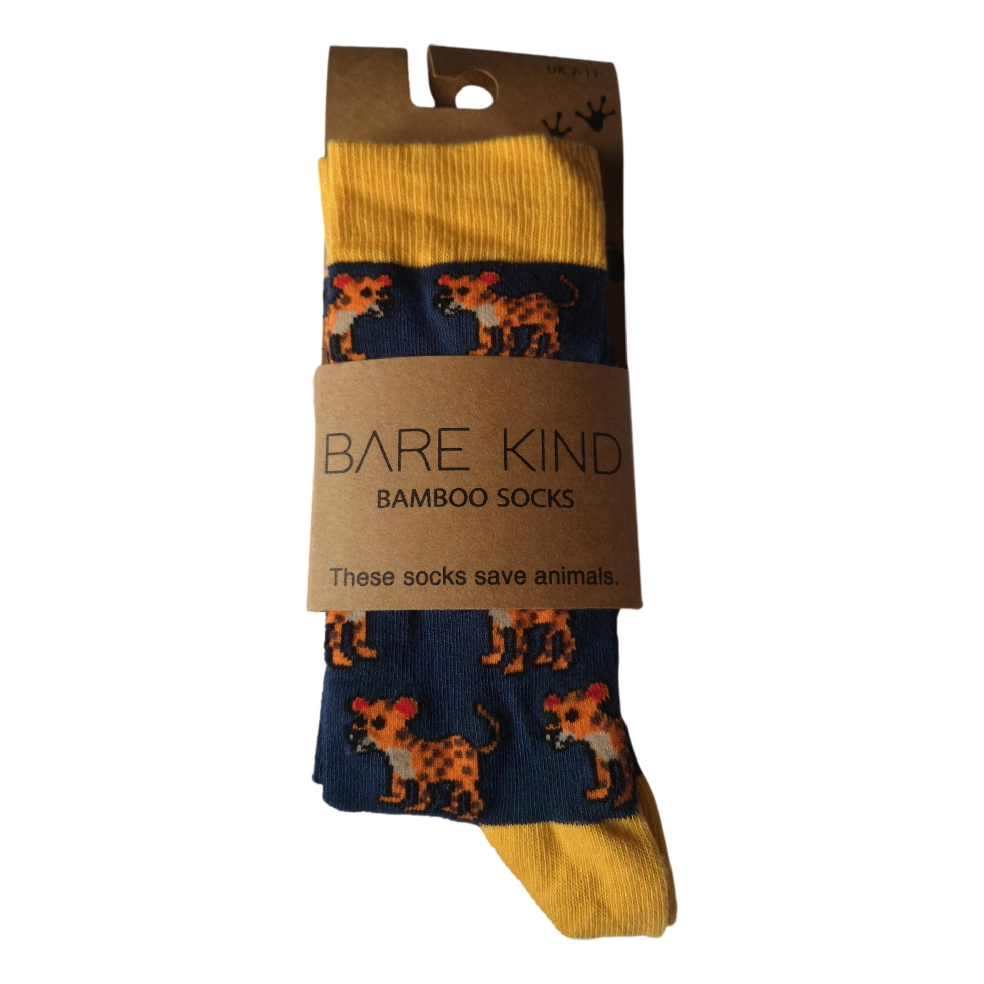Save The Leopards Navy Blue Unisex Novelty Ankle Socks Adult UK Size 7-11 image 1