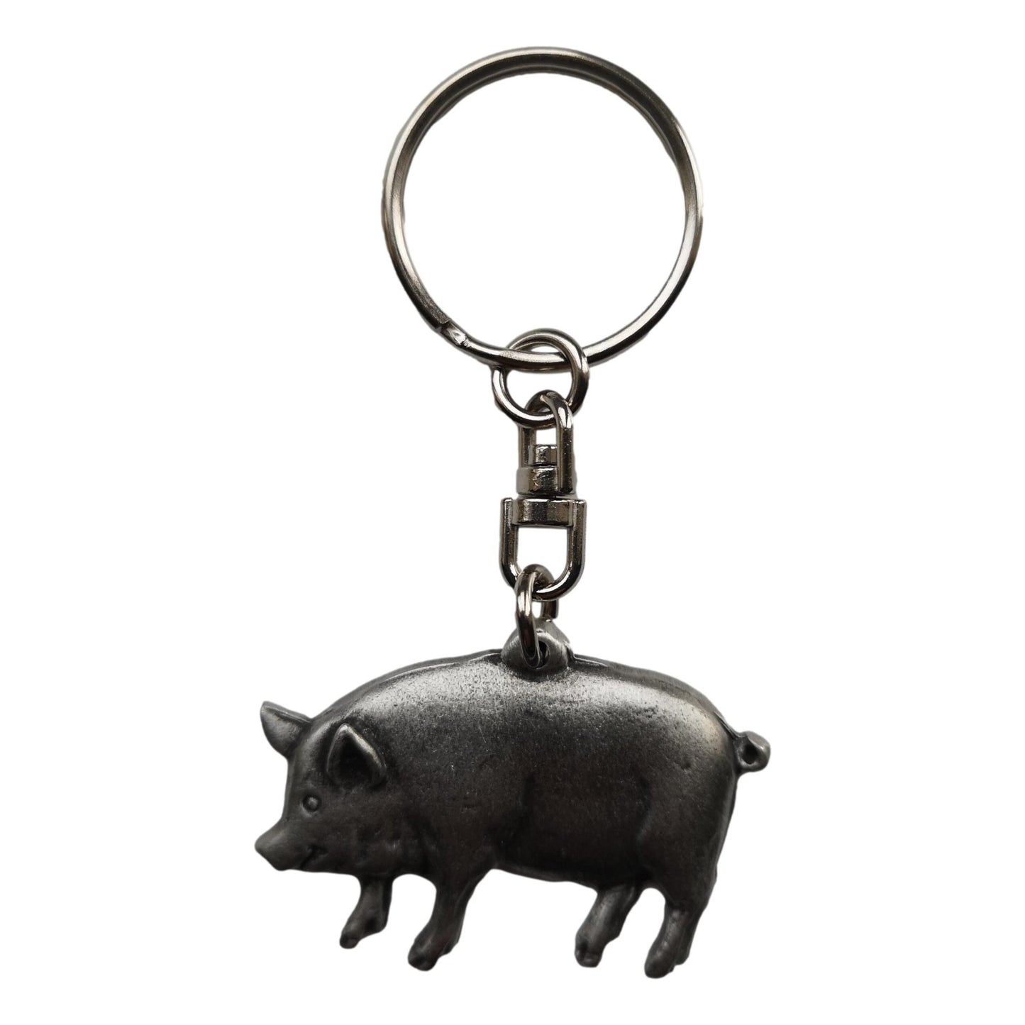 Pig pewter metal keyring image 0