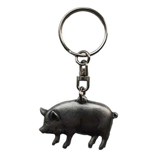 Pig pewter metal keyring image 0