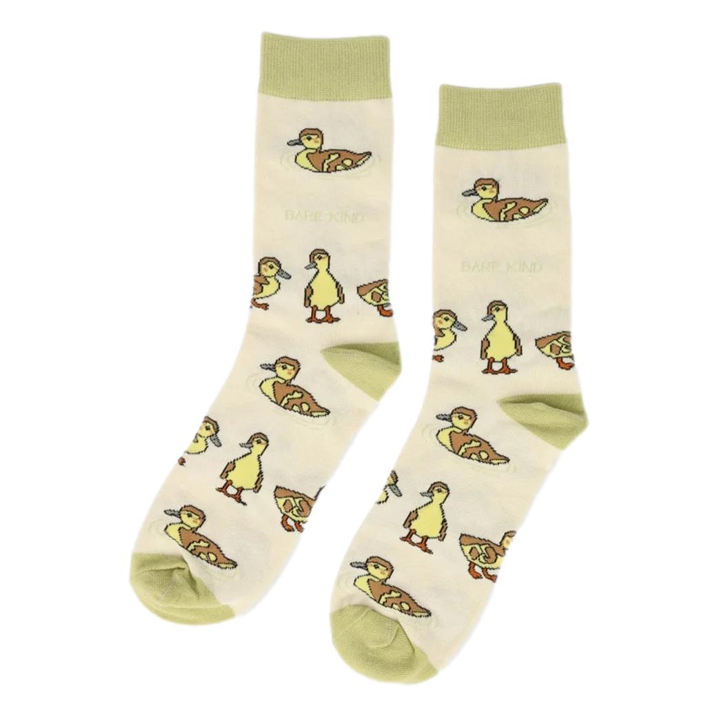 Save The Ducklings Cream Unisex Novelty Crew Socks Adult UK Size 7-11 image 0