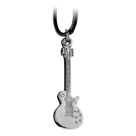 Les Paul Guitar silver-plated black cord pendant image 1