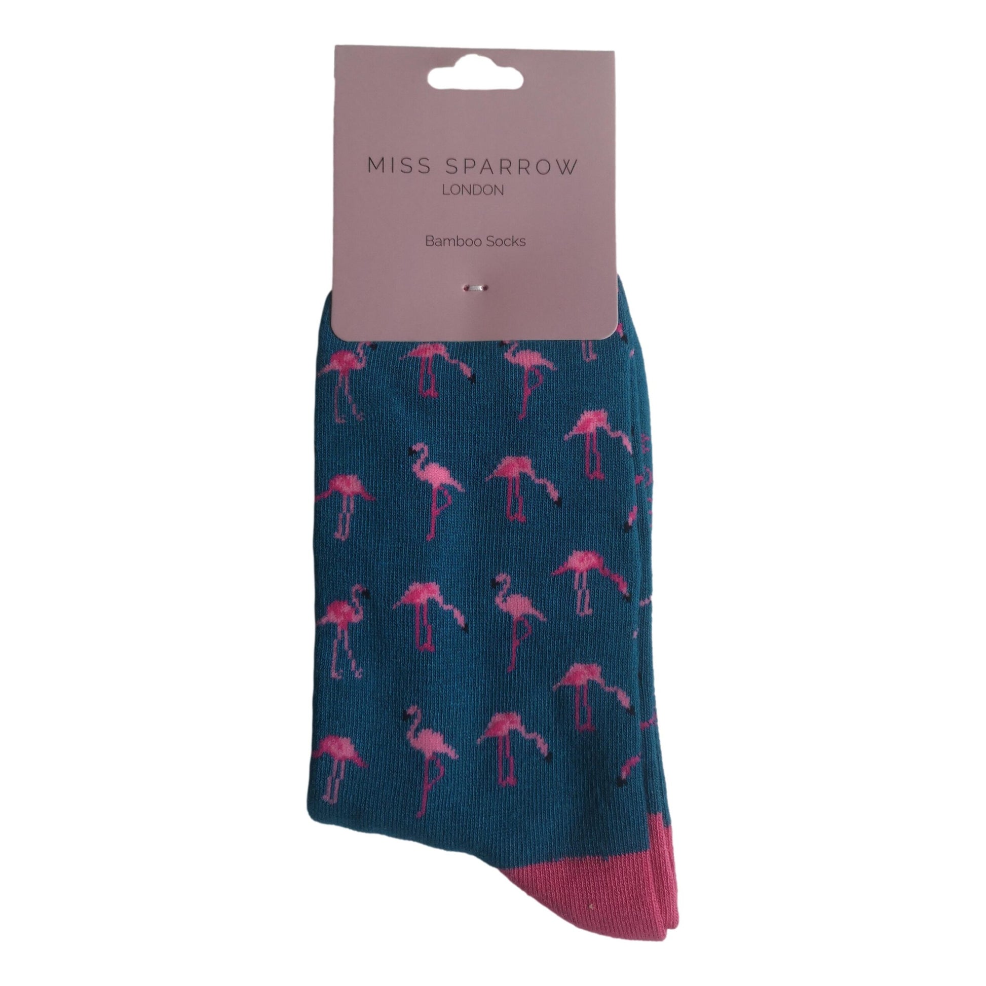 Pink Flamingos on Denim Womens Novelty Ankle Socks Adult One Size image 1
