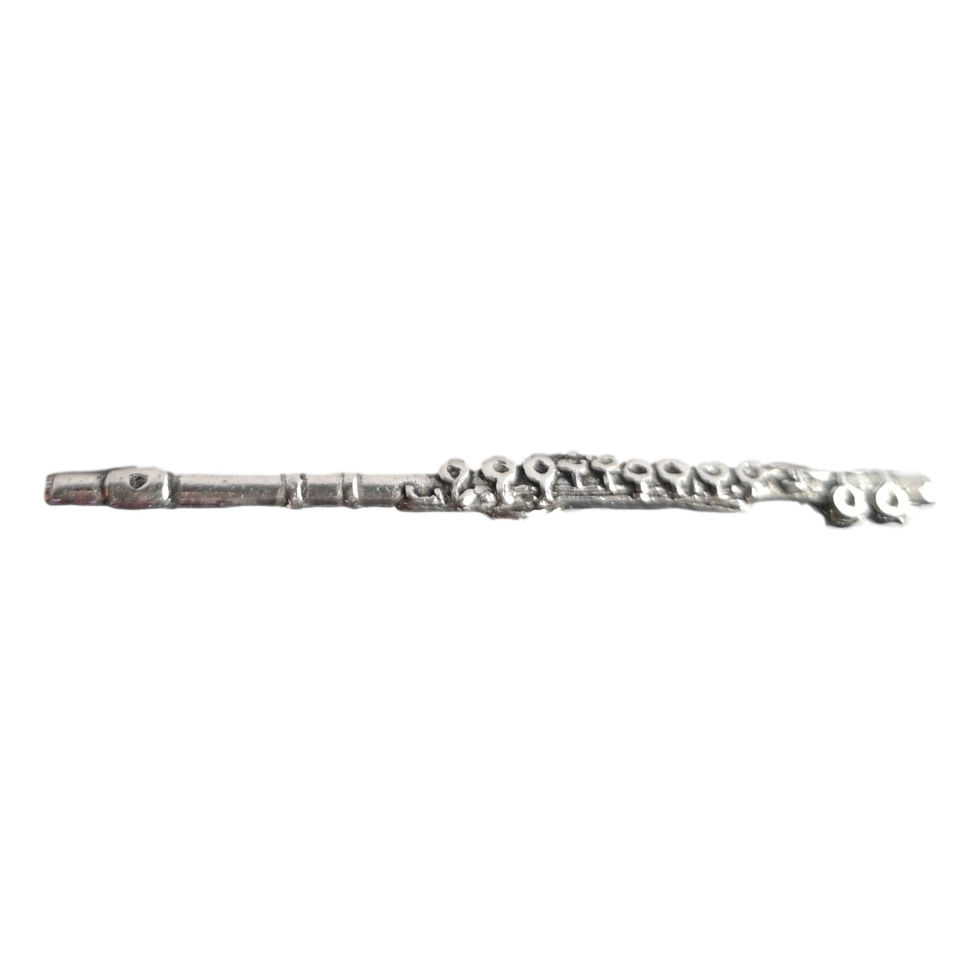 Flute Jazz Musician polished pewter metal lapel pin image 0