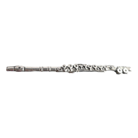 Flute Jazz Musician polished pewter metal lapel pin image 0