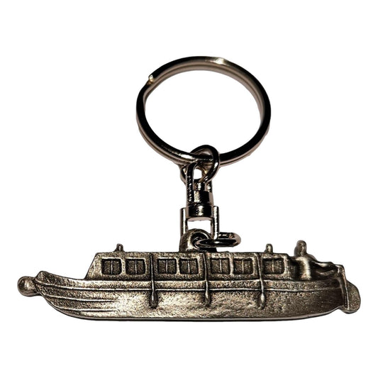Canal Narrow Boat pewter metal keyring image 0