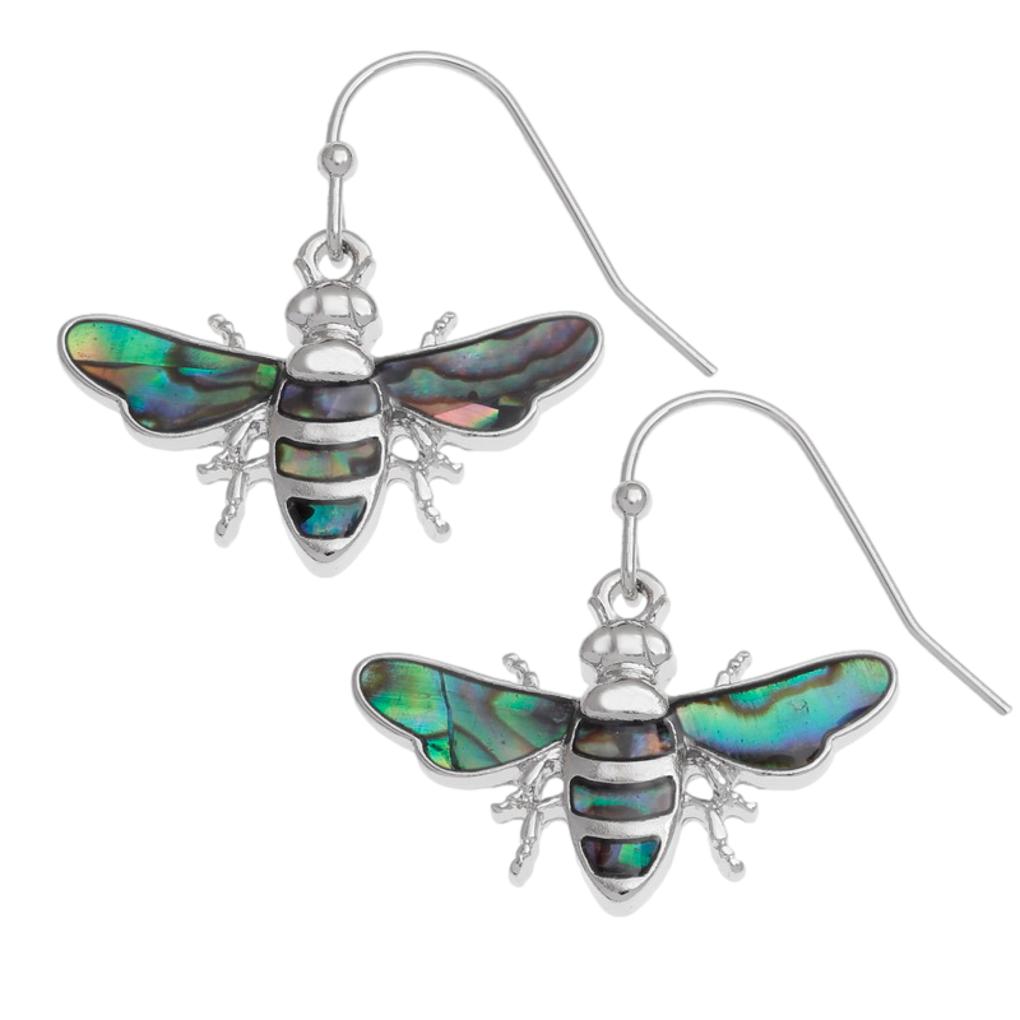 Honey Bee Paua shell rhodium-plated pendant and earrings set image 2