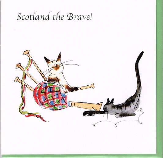 A Jill Latter designed Scotland The Brave Musical cat card image 0