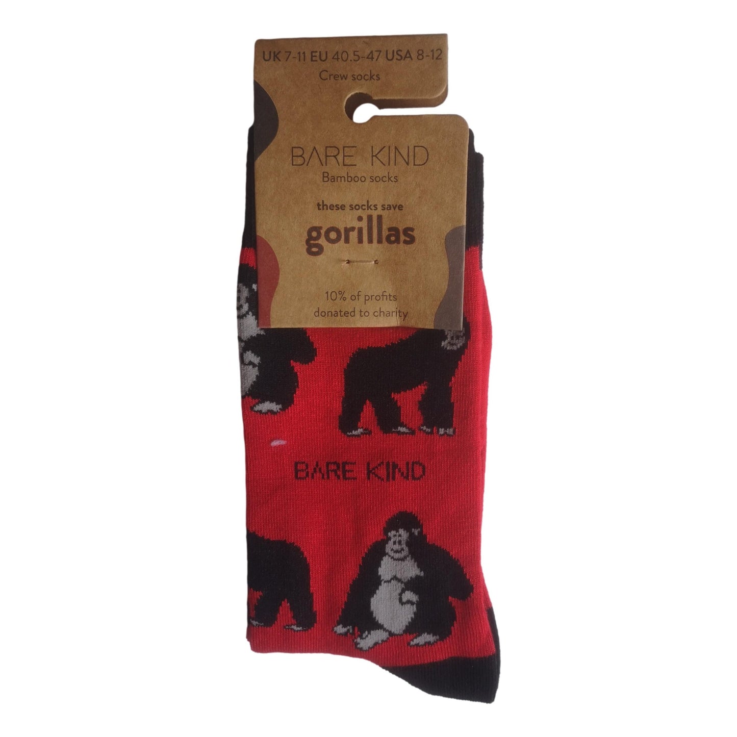 Save The Gorillas Unisex Novelty Ankle Socks Adult One Size image 1