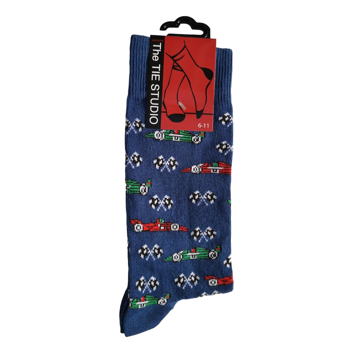 Racing Cars on Blue Unisex Novelty Ankle Socks Adult Size 6-11 image 0