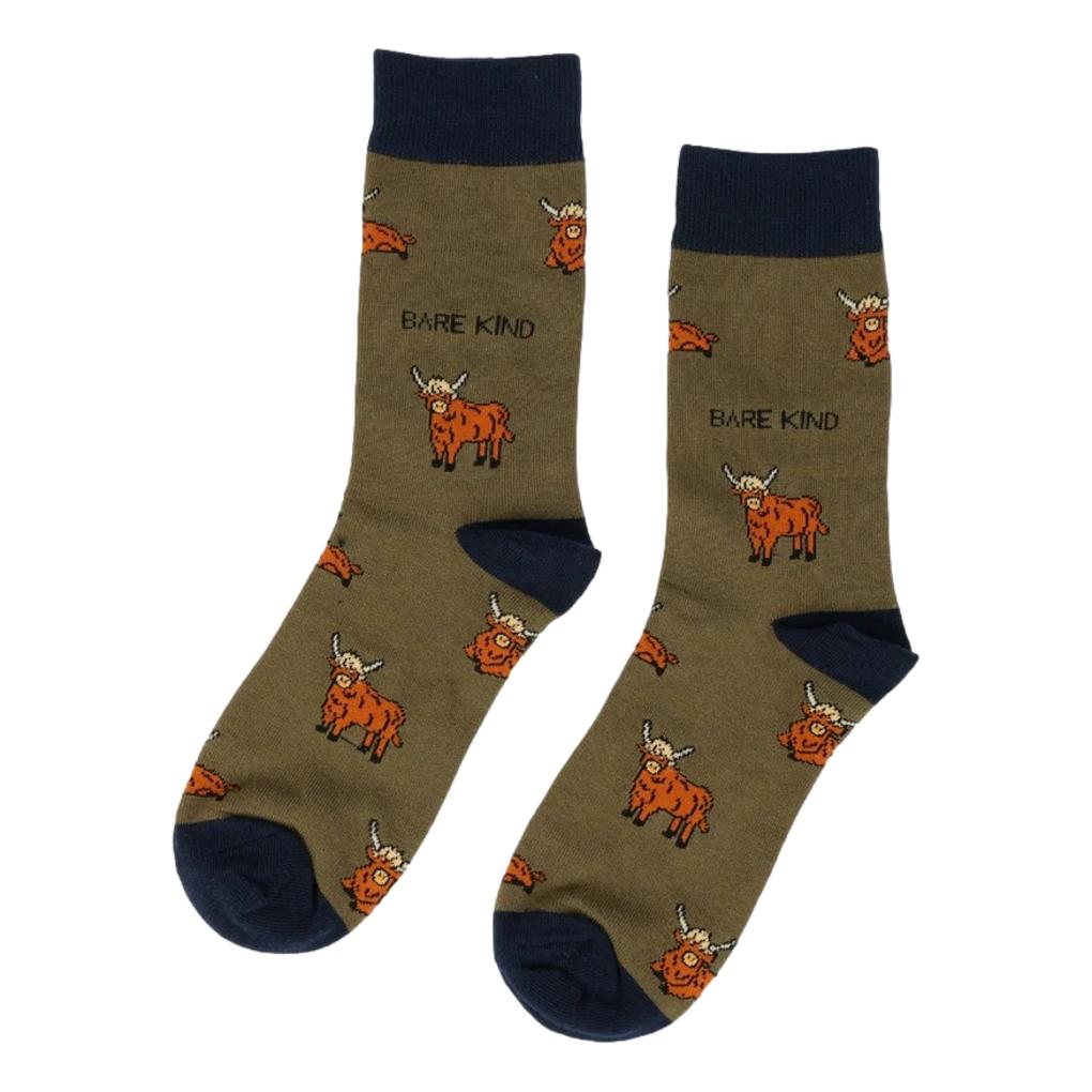 Save The Highland Cows Green Unisex Novelty Ankle Socks Adult UK Size 4-7 image 0