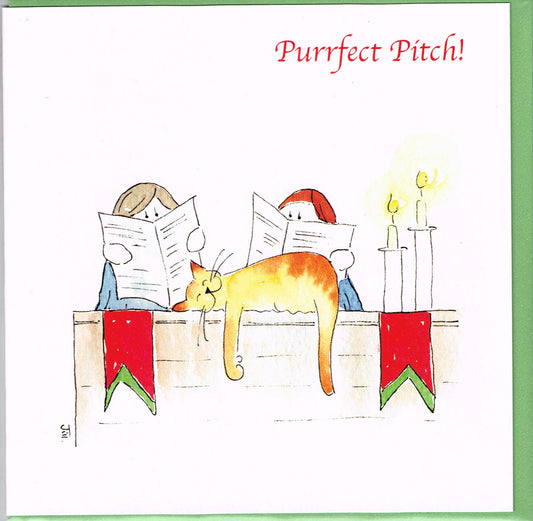 A Jill Latter designed Purrfect Pitch Musical cat card image 0