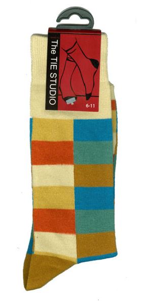 Bright Rectangles Colour Groovy Unisex Novelty Ankle Socks Size 6-11 image 1