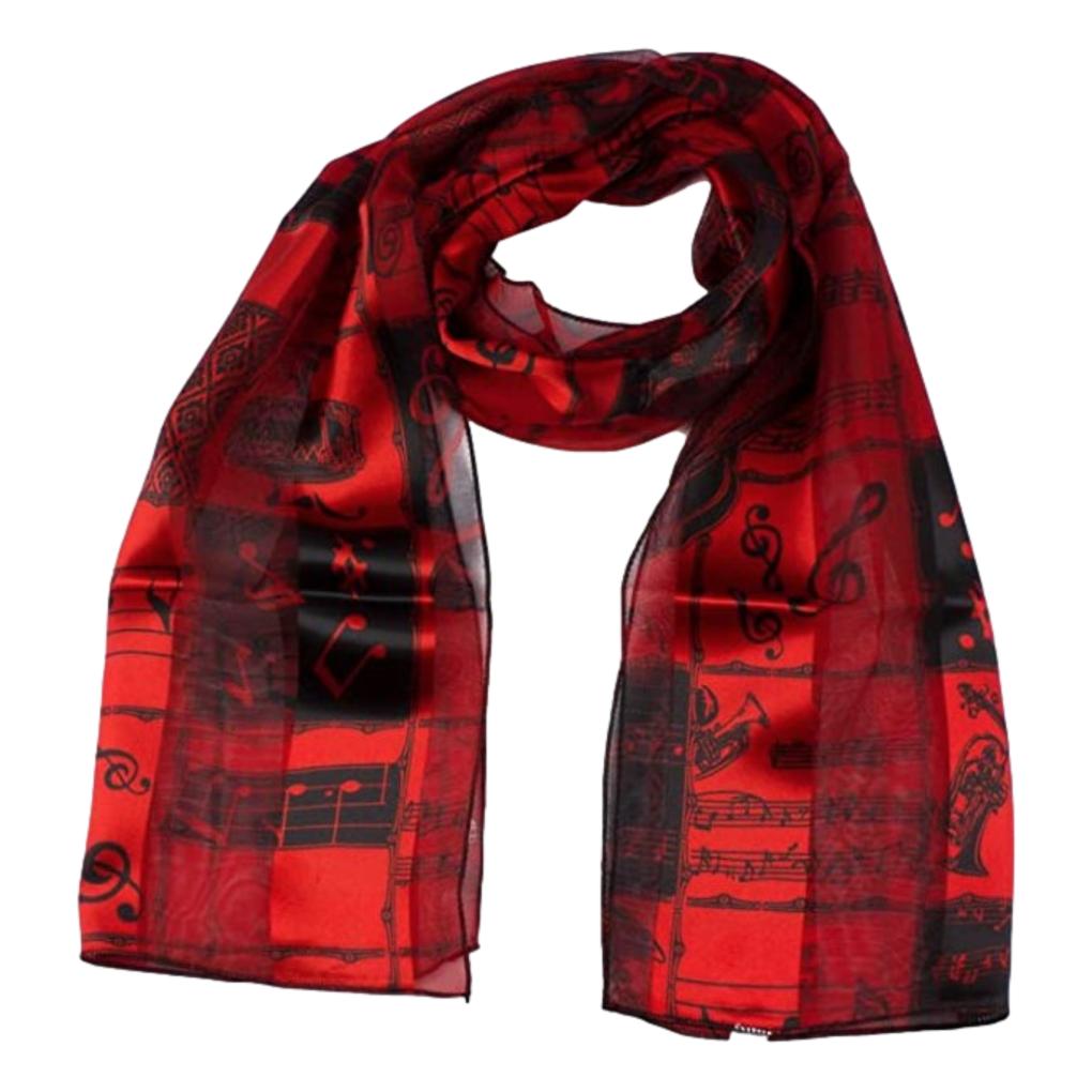 Black on Red Music Notation and Instruments Satin stripe Scarf image 0