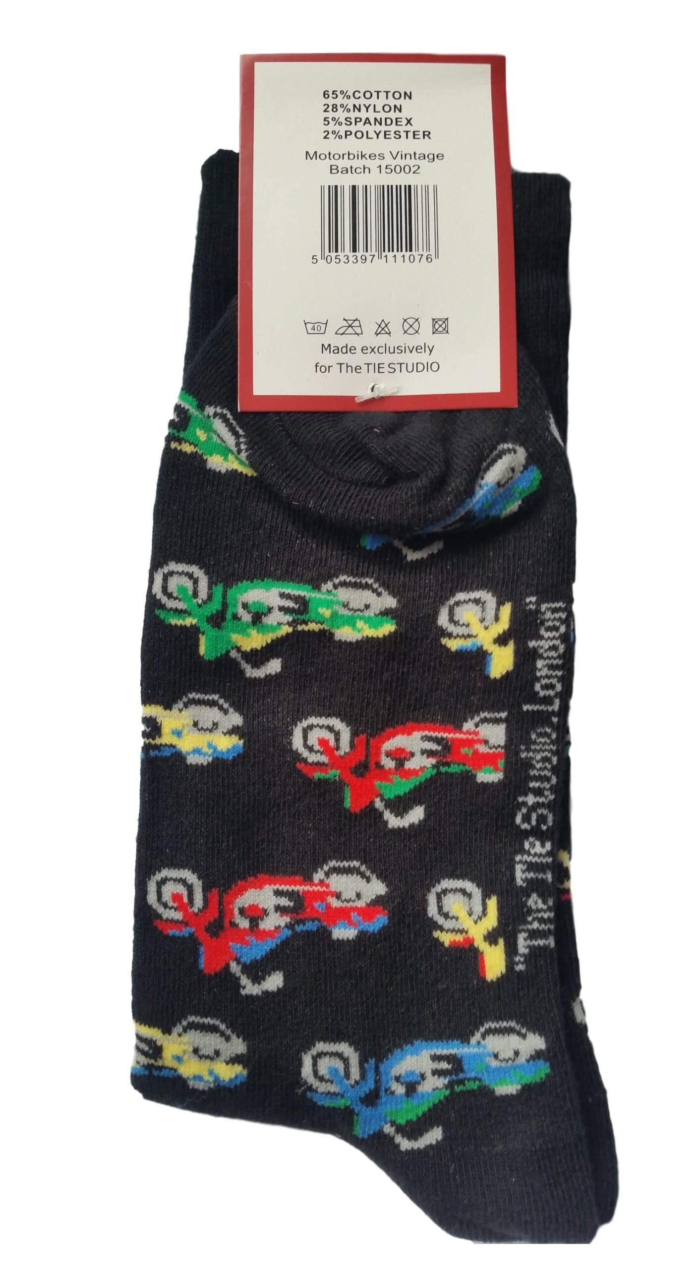 Coloured Small British Motorbikes repeating Unisex Socks Adult Size 6-11 image 1