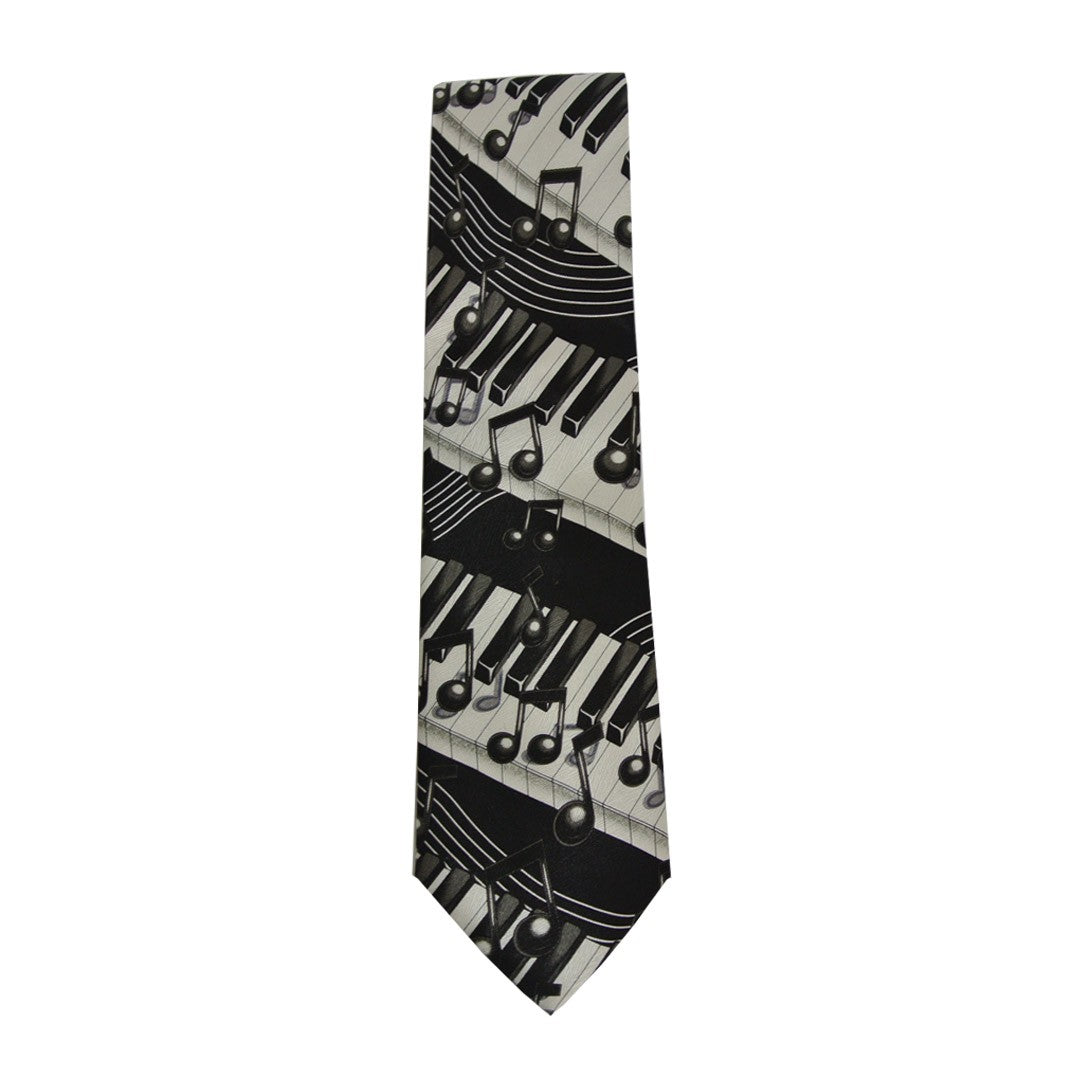 Music Notes on Piano Keyboard steps 100% Polyester Classic Tie Musician Teacher Gift image 1